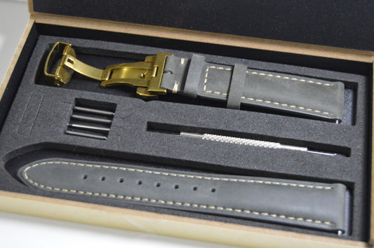 Correa de cuero gris Fairway Gold